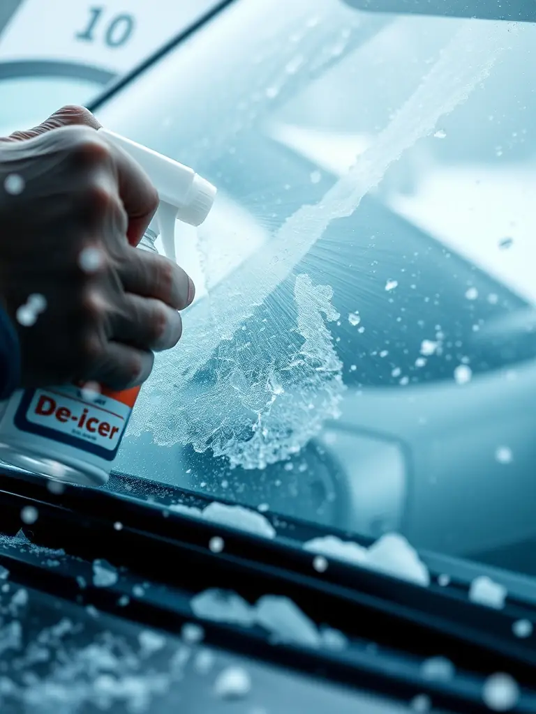 An RV being de-iced to prevent damage and ensure safe operation, showcasing Pros On Point Services LLC's specialized RV de-icing services.